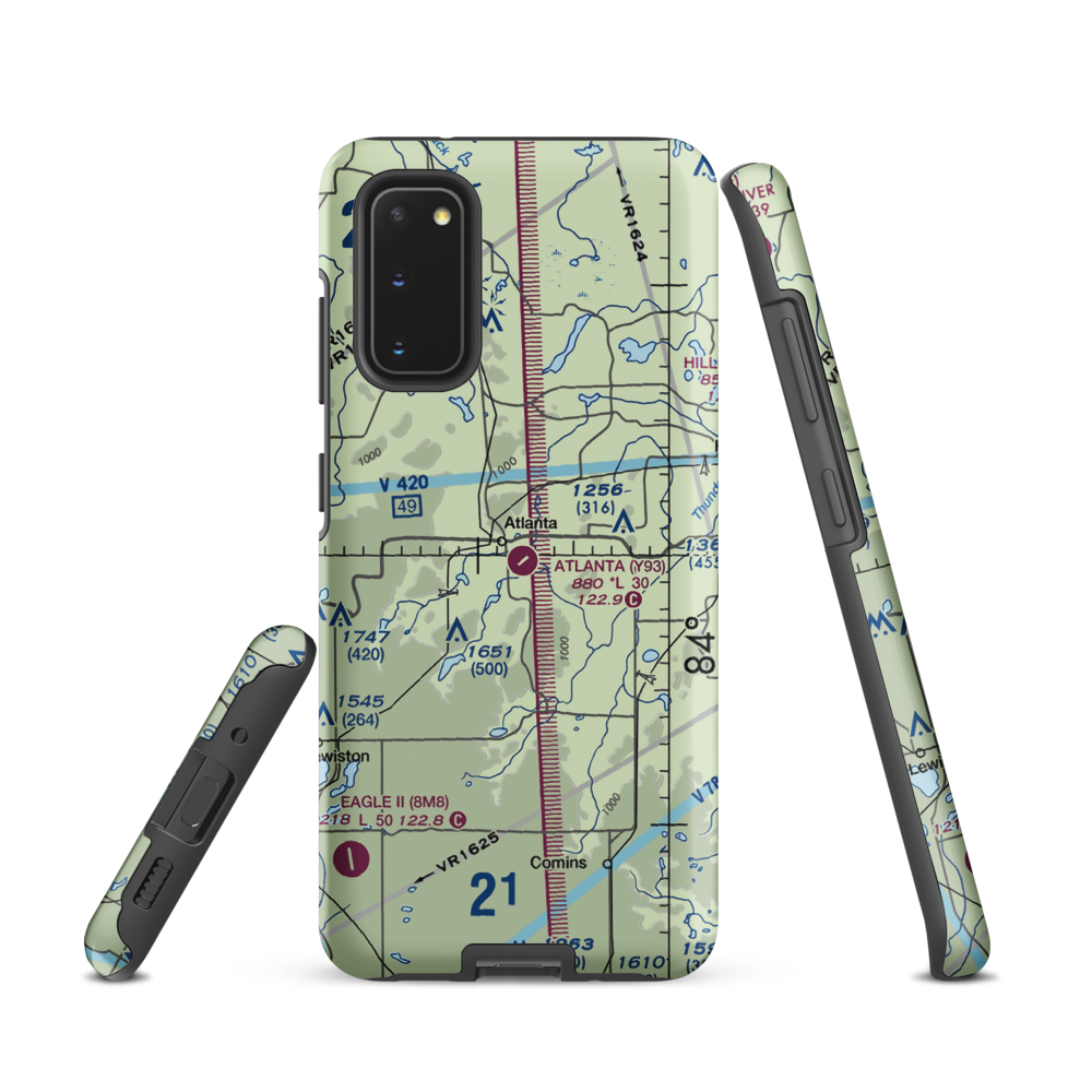 Atlanta Municipal Airport (Y93) VFR Sectional Samsung Phone Case Samsung Galaxy S20 model shown