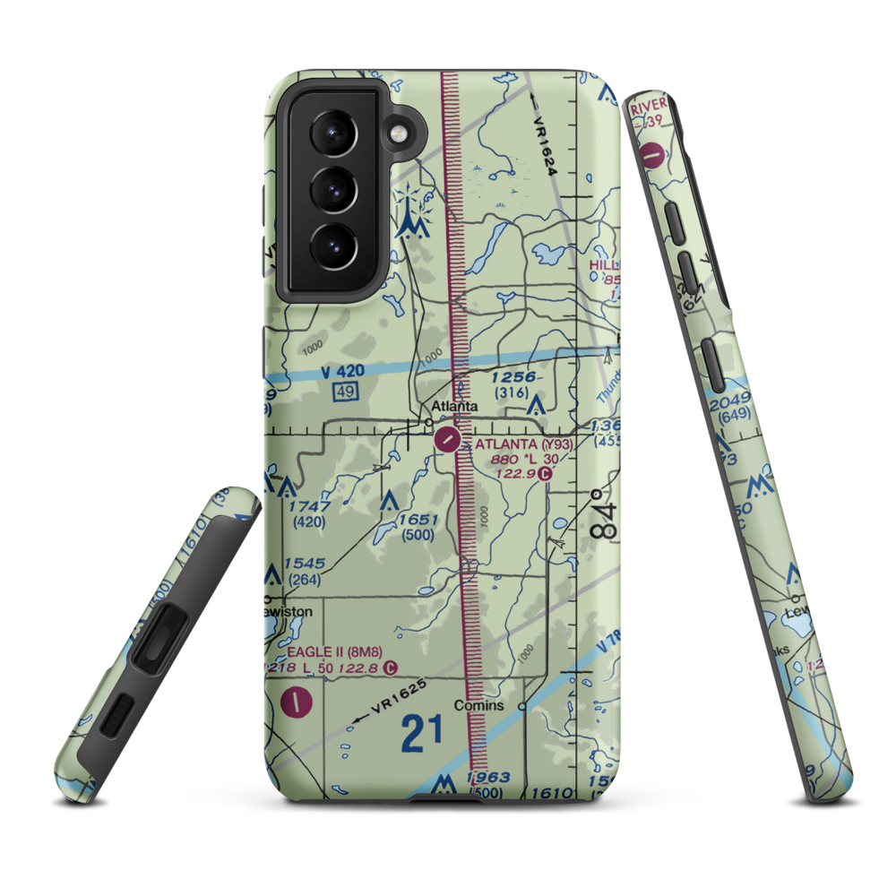 Atlanta Municipal Airport (Y93) VFR Sectional Samsung Phone Case Samsung Galaxy S21 FE model shown