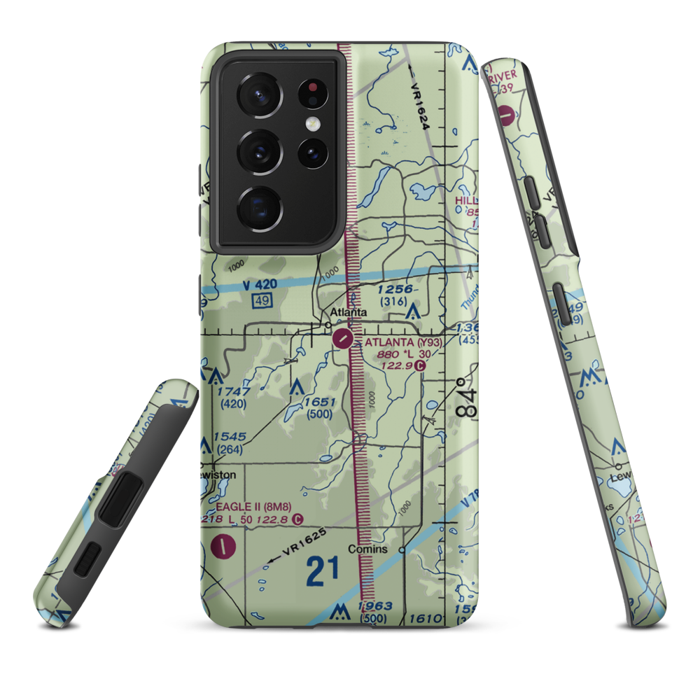 Atlanta Municipal Airport (Y93) VFR Sectional Samsung Phone Case Samsung Galaxy S21 Plus model shown