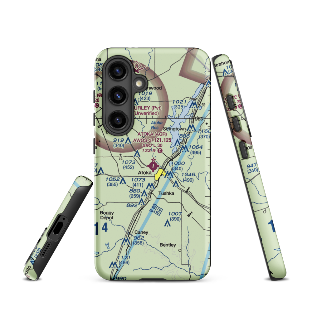 Atoka Municipal Airport (AQR) VFR Sectional Samsung Phone Case Samsung Galaxy S24 model shown