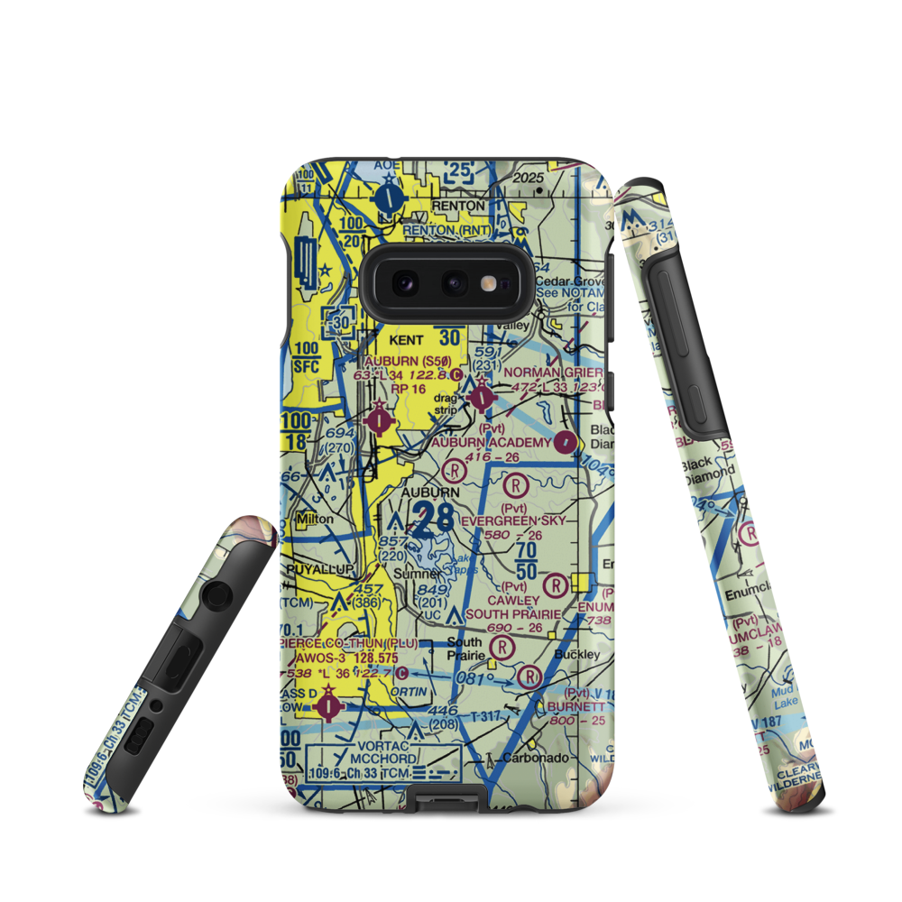 Auburn Academy Airport (WA84) VFR Sectional Samsung Phone Case Samsung Galaxy S10 Plus model shown
