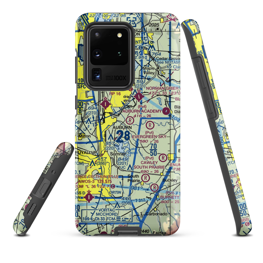 Auburn Academy Airport (WA84) VFR Sectional Samsung Phone Case Samsung Galaxy S20 Ultra model shown