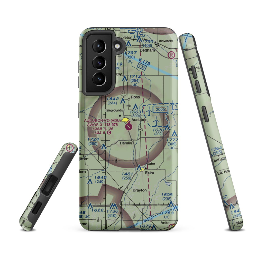 Audubon County Airport (ADU) VFR Sectional Samsung Phone Case Samsung Galaxy S21 FE model shown