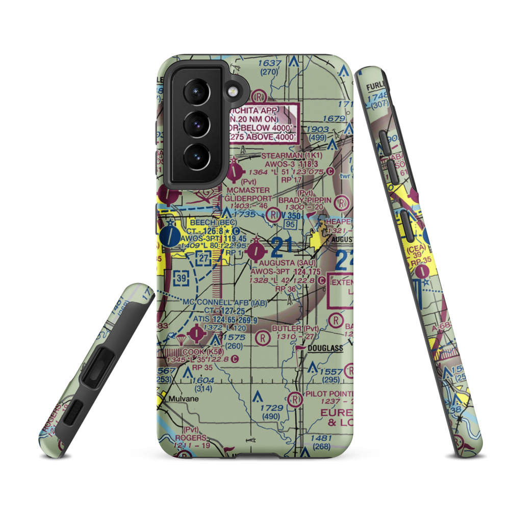 Augusta Municipal Airport (3AU) VFR Sectional Samsung Phone Case Samsung Galaxy S21 FE model shown