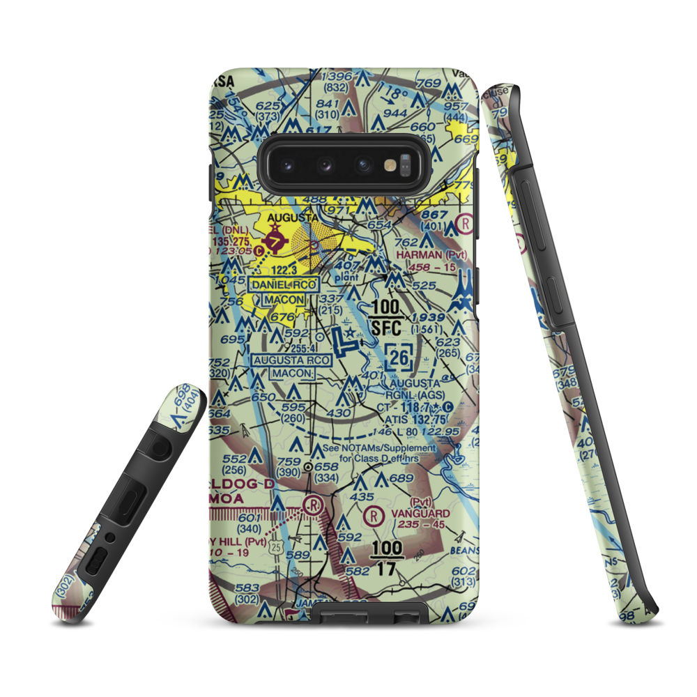 Augusta Regional At Bush Field (AGS) VFR Sectional Samsung Phone Case Samsung Galaxy S10 Plus model shown