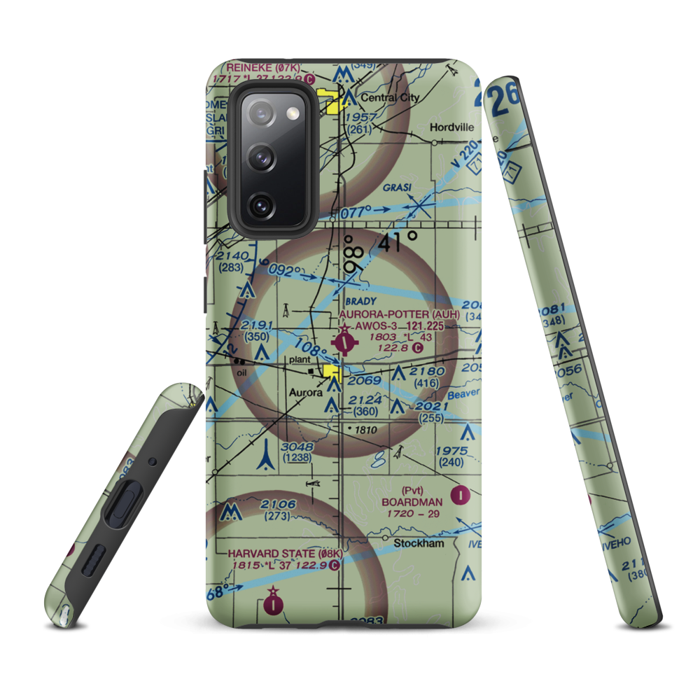 Aurora Municipal Al Potter Field (AUH) VFR Sectional Samsung Phone Case Samsung Galaxy S20 FE model shown