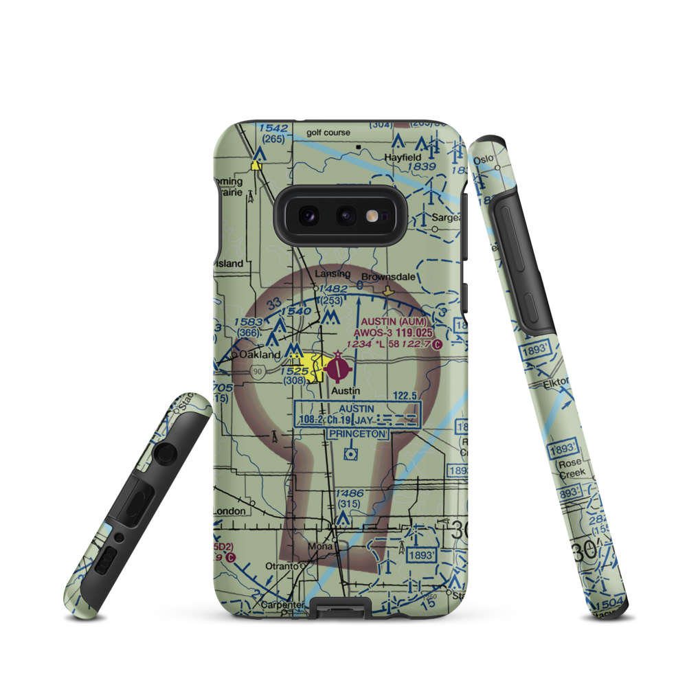 Austin Municipal Airport (AUM) VFR Sectional Samsung Phone Case Samsung Galaxy S10 Plus model shown