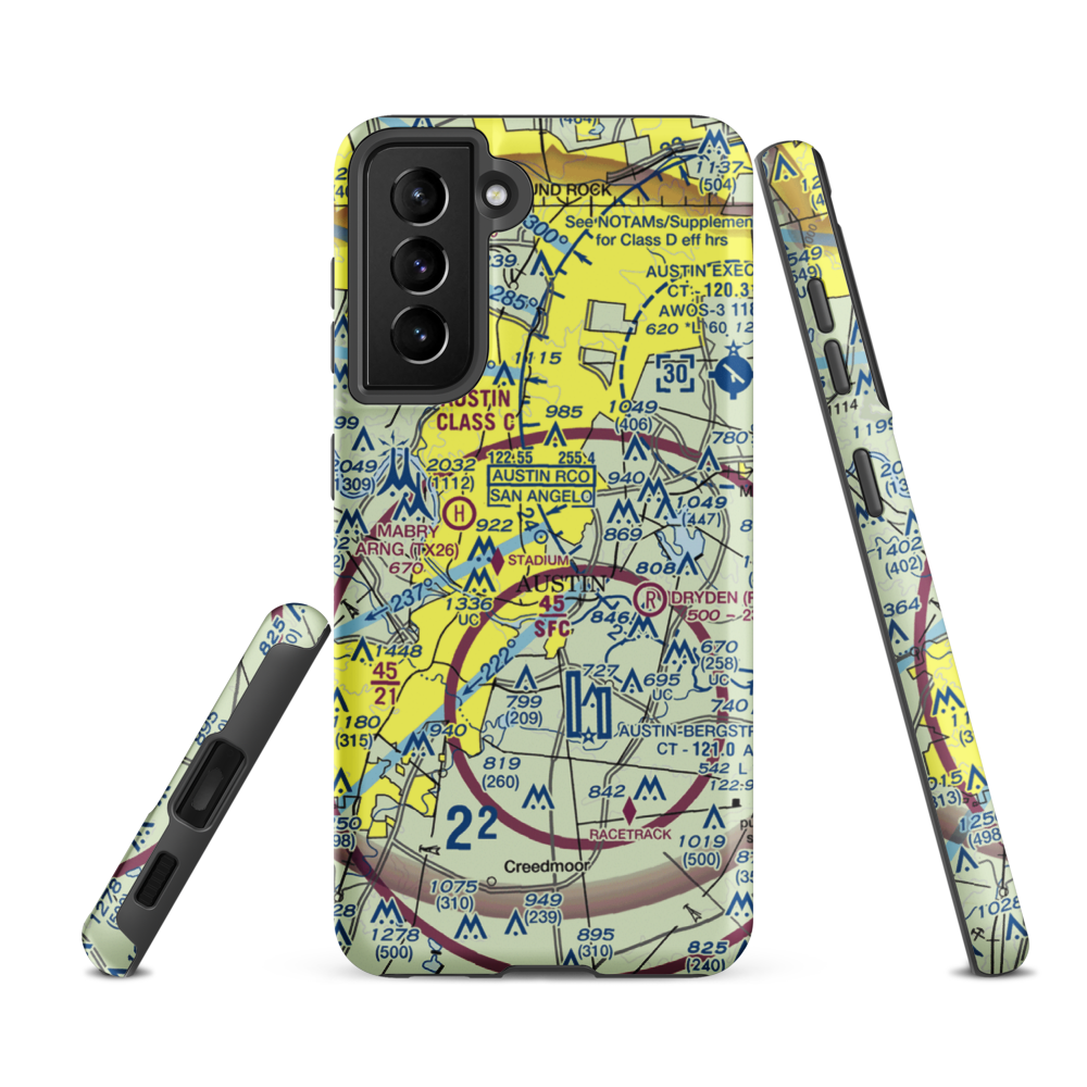Austin Robert Mueller Municipal (AUS) VFR Sectional Samsung Phone Case Samsung Galaxy S21 FE model shown