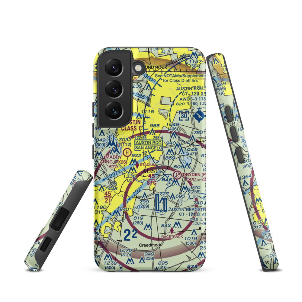 Austin Robert Mueller Municipal (AUS) VFR Sectional Samsung Phone Case Samsung Galaxy S22 model shown