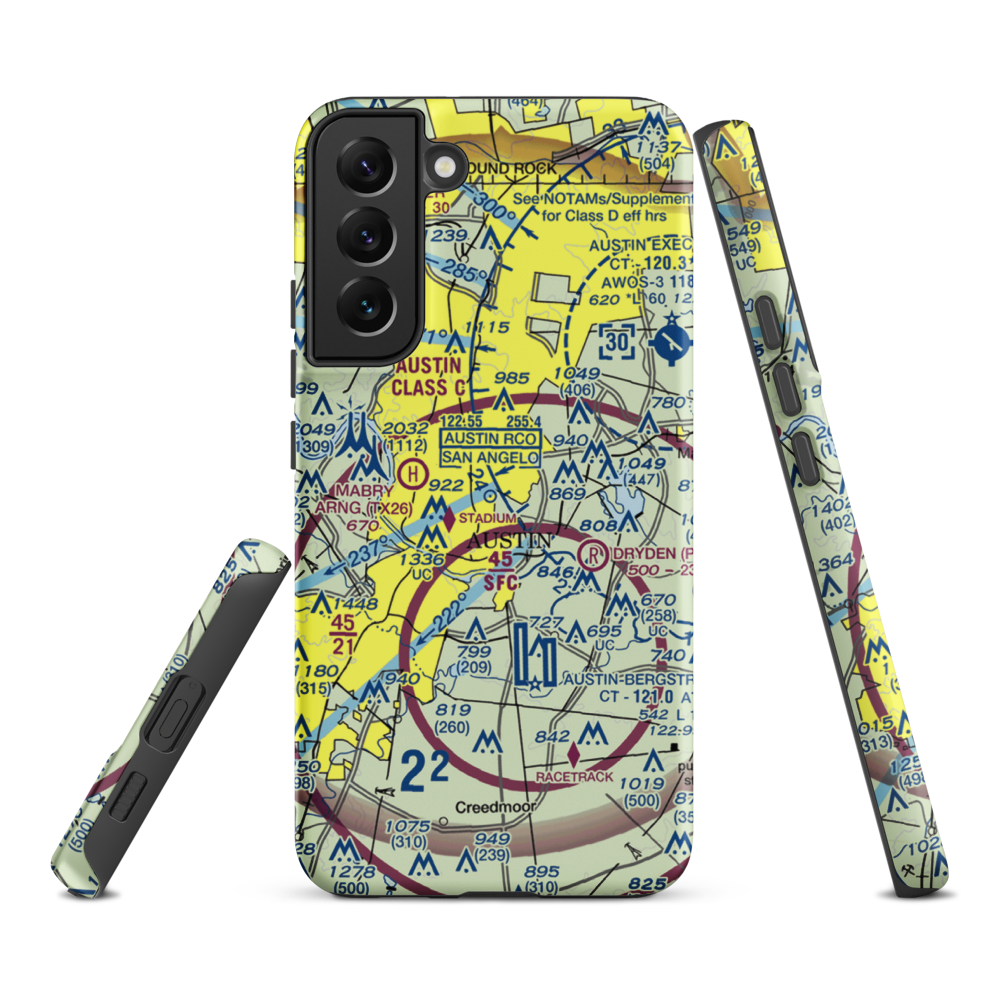 Austin Robert Mueller Municipal (AUS) VFR Sectional Samsung Phone Case Samsung Galaxy S22 Plus model shown