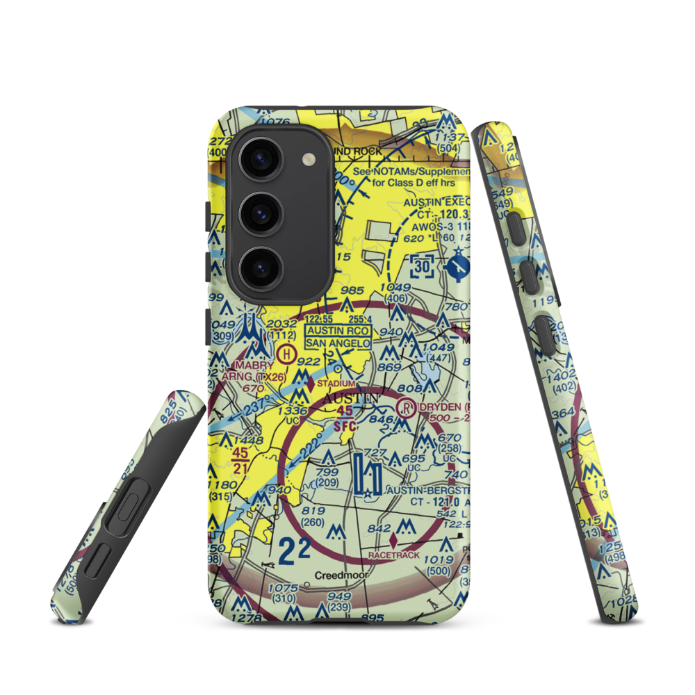 Austin Robert Mueller Municipal (AUS) VFR Sectional Samsung Phone Case Samsung Galaxy S23 model shown