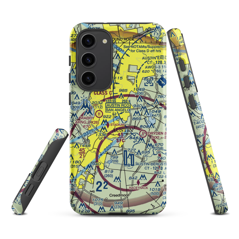Austin Robert Mueller Municipal (AUS) VFR Sectional Samsung Phone Case Samsung Galaxy S23 Plus model shown