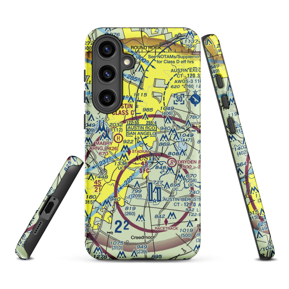 Austin Robert Mueller Municipal (AUS) VFR Sectional Samsung Phone Case Samsung Galaxy S24 Plus model shown