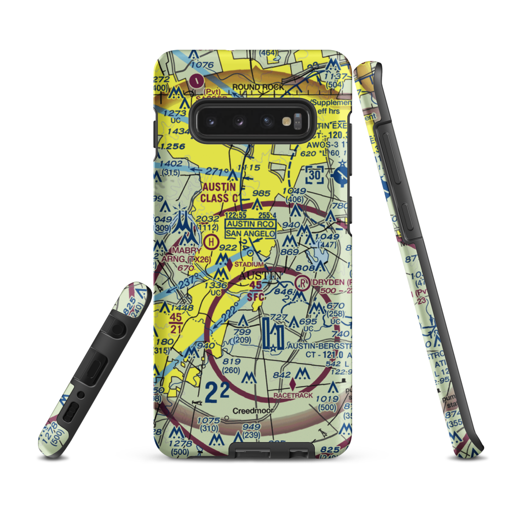 Austin Robert Mueller Municipal (AUS) VFR Sectional Samsung Phone Case Samsung Galaxy S10 Plus model shown