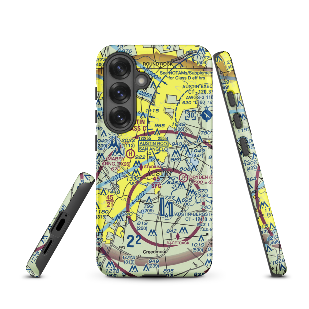 Austin Robert Mueller Municipal (AUS) VFR Sectional Samsung Phone Case Samsung Galaxy S25 model shown