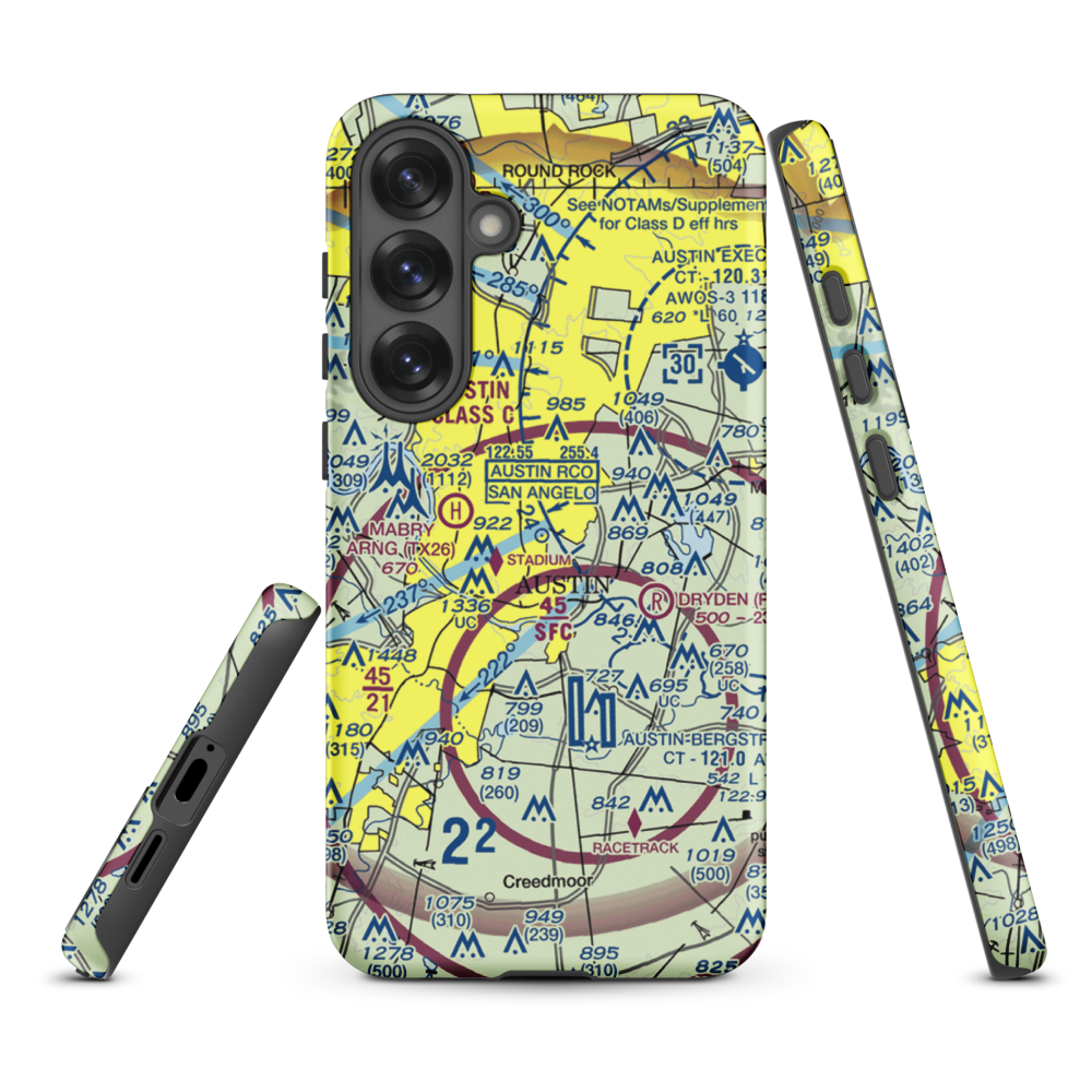 Austin Robert Mueller Municipal (AUS) VFR Sectional Samsung Phone Case Samsung Galaxy S25 Plus model shown
