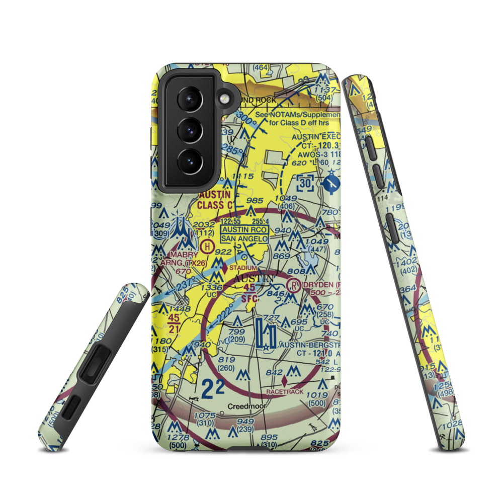 Austin Robert Mueller Municipal (AUS) VFR Sectional Samsung Phone Case Samsung Galaxy S21 model shown