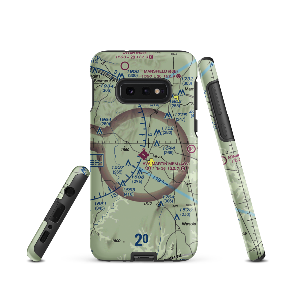 Ava Bill Martin Memorial Airport (AOV) VFR Sectional Samsung Phone Case Samsung Galaxy S10 Plus model shown