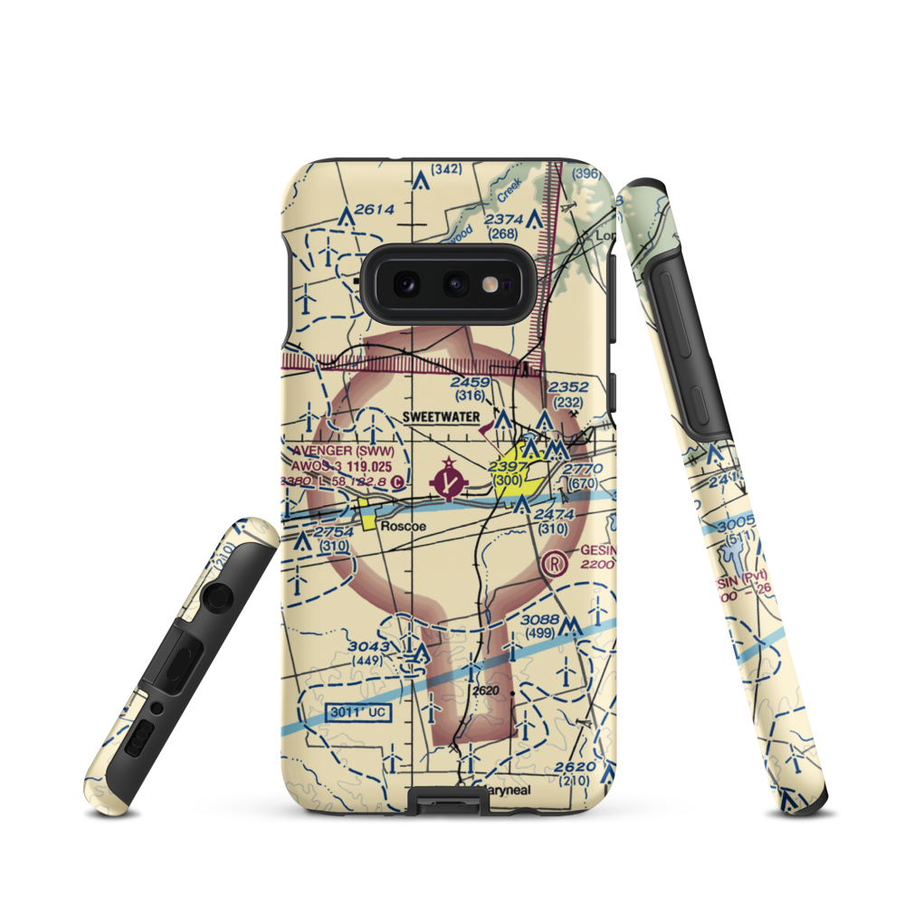 Avenger Field (SWW) VFR Sectional Samsung Phone Case Samsung Galaxy S10e model shown