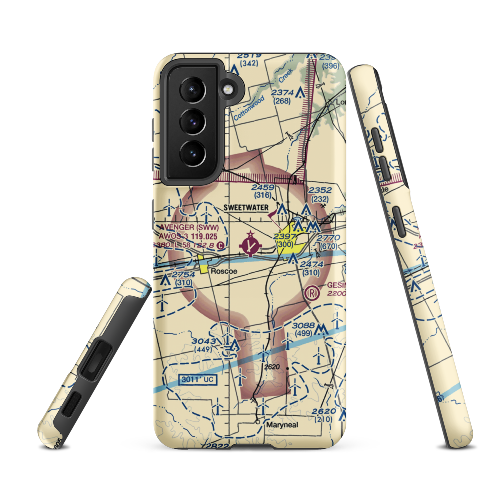 Avenger Field (SWW) VFR Sectional Samsung Phone Case Samsung Galaxy S21 FE model shown