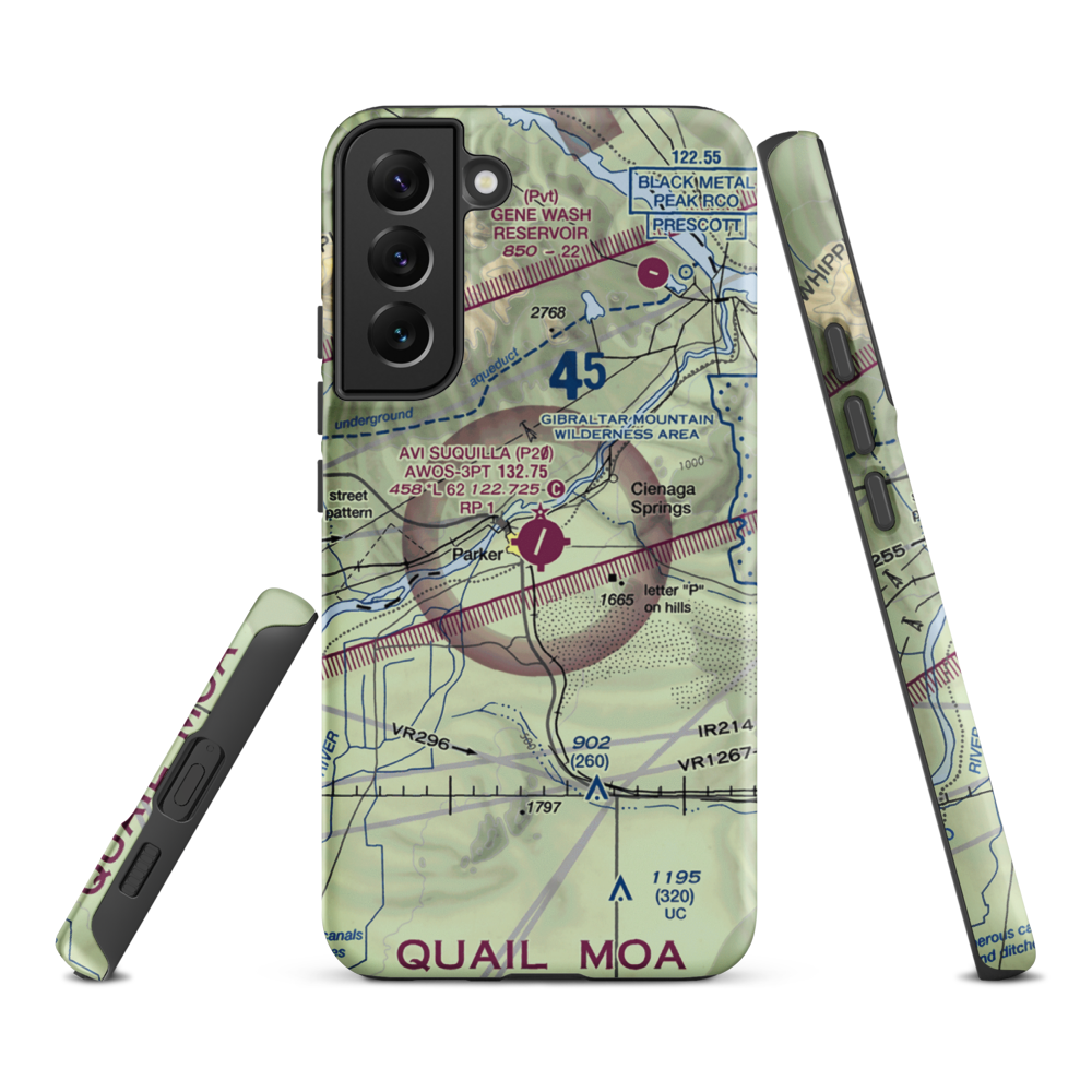 Avi Suquilla Airport (P20) VFR Sectional Samsung Phone Case Samsung Galaxy S22 Plus model shown