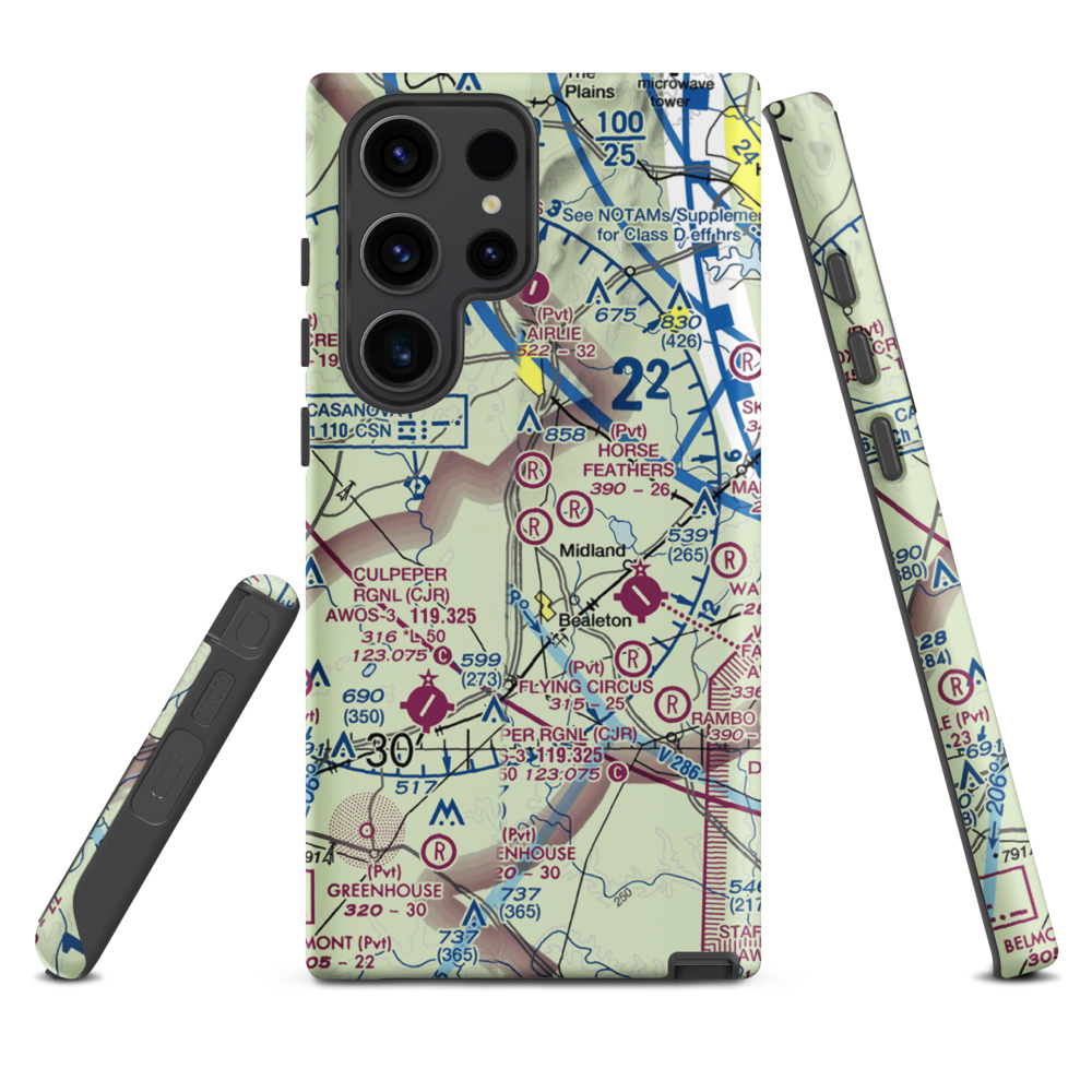 Aviacres Airport (3VA2) VFR Sectional Samsung Phone Case Samsung Galaxy S23 Ultra model shown