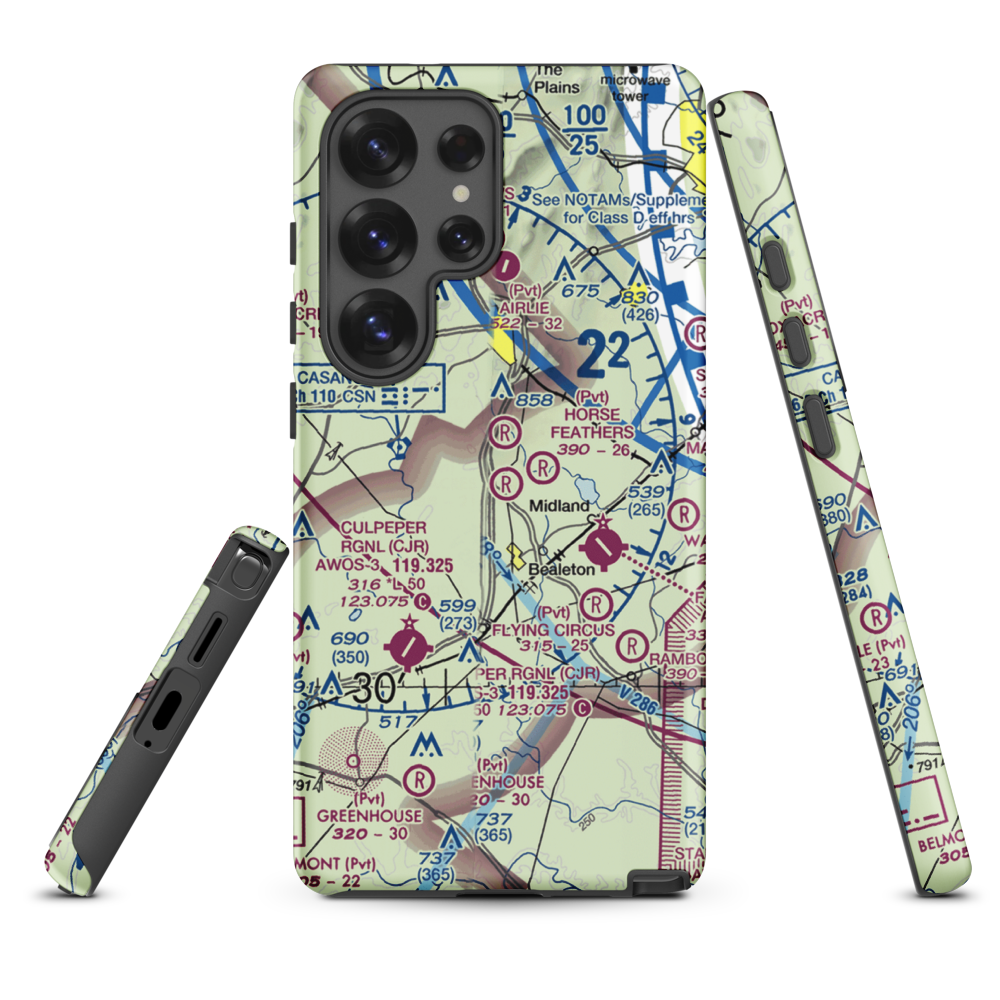 Aviacres Airport (3VA2) VFR Sectional Samsung Phone Case Samsung Galaxy S25 Ultra model shown