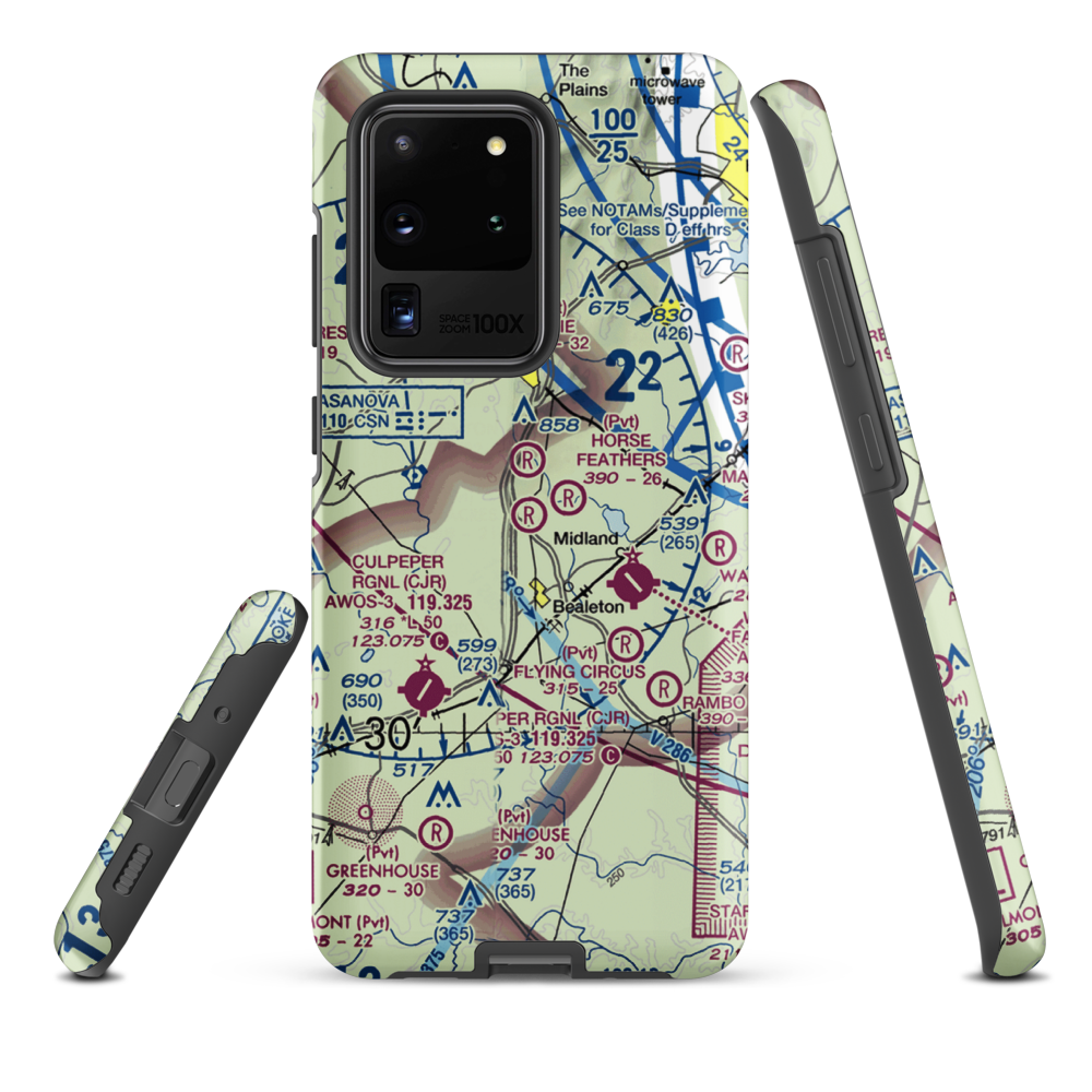 Aviacres Airport (3VA2) VFR Sectional Samsung Phone Case Samsung Galaxy S20 Ultra model shown