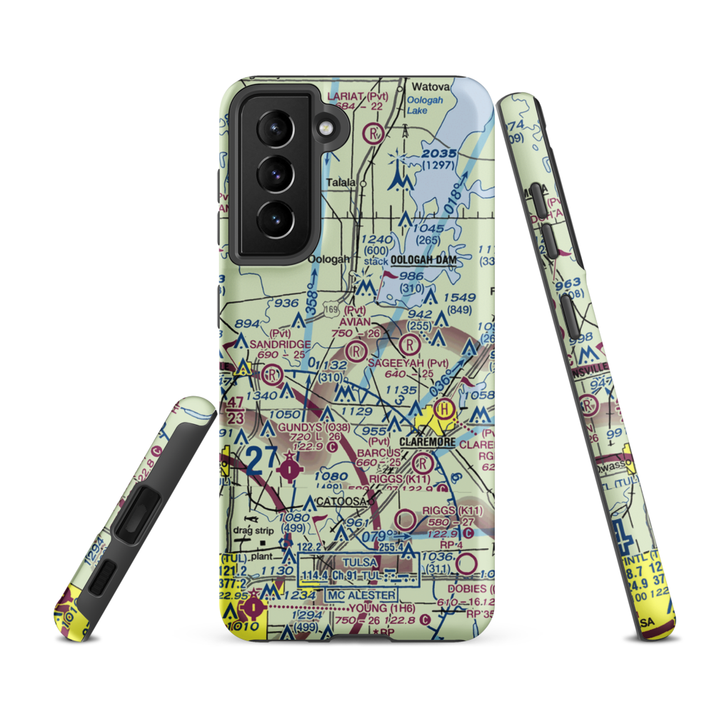 Avian Country Estates Airport (OK15) VFR Sectional Samsung Phone Case Samsung Galaxy S21 FE model shown
