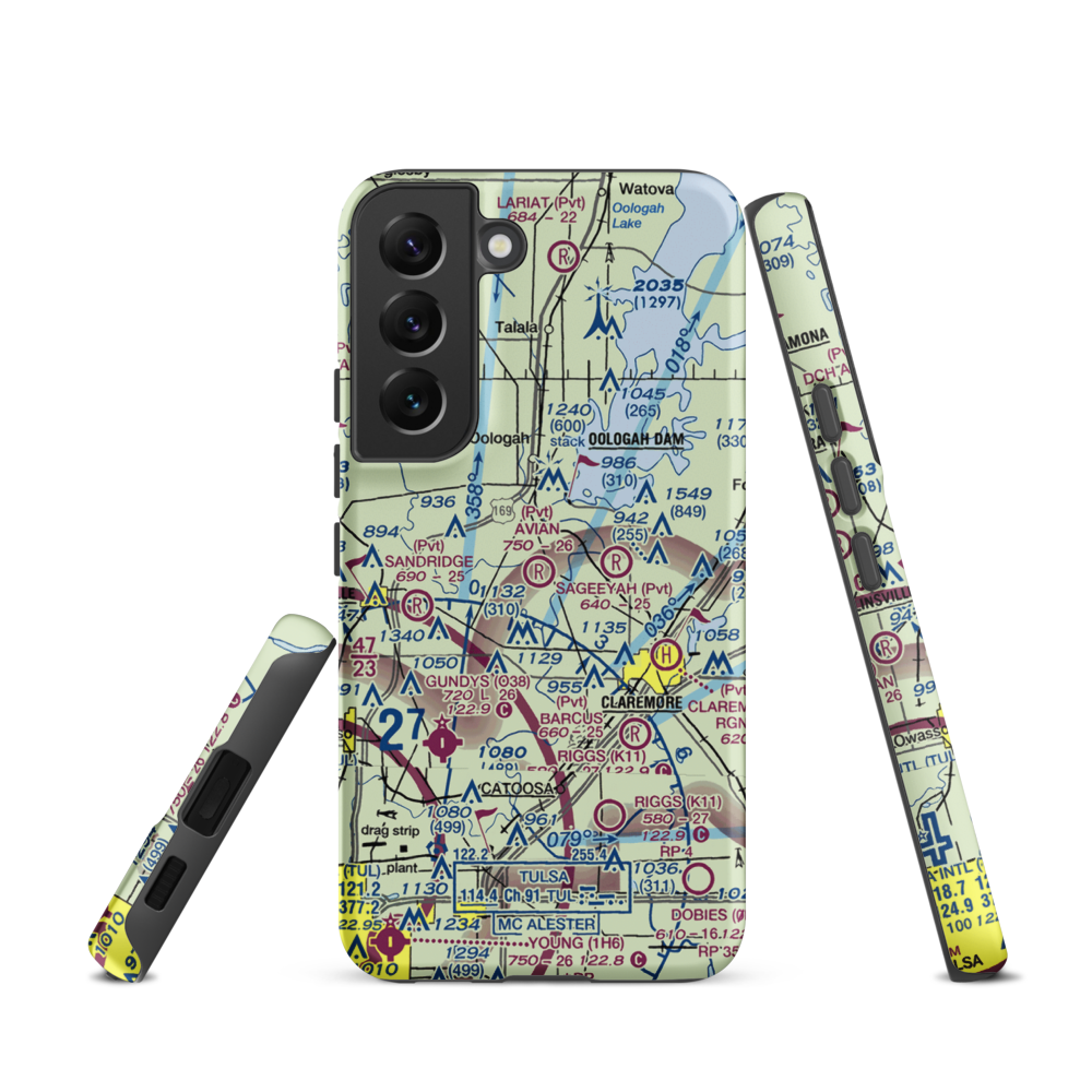 Avian Country Estates Airport (OK15) VFR Sectional Samsung Phone Case Samsung Galaxy S22 model shown
