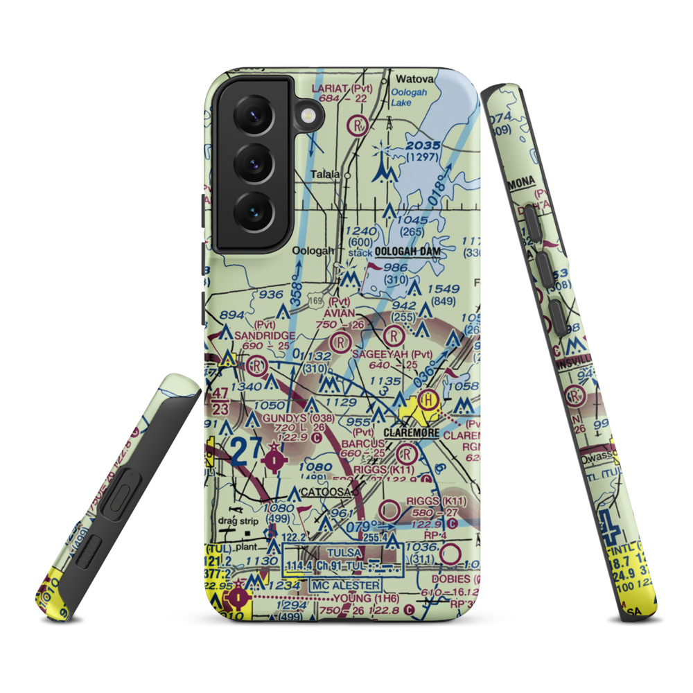 Avian Country Estates Airport (OK15) VFR Sectional Samsung Phone Case Samsung Galaxy S22 Plus model shown