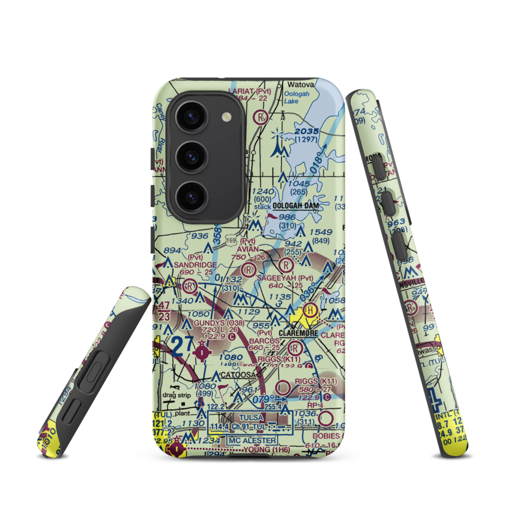 Avian Country Estates Airport (OK15) VFR Sectional Samsung Phone Case Samsung Galaxy S23 model shown