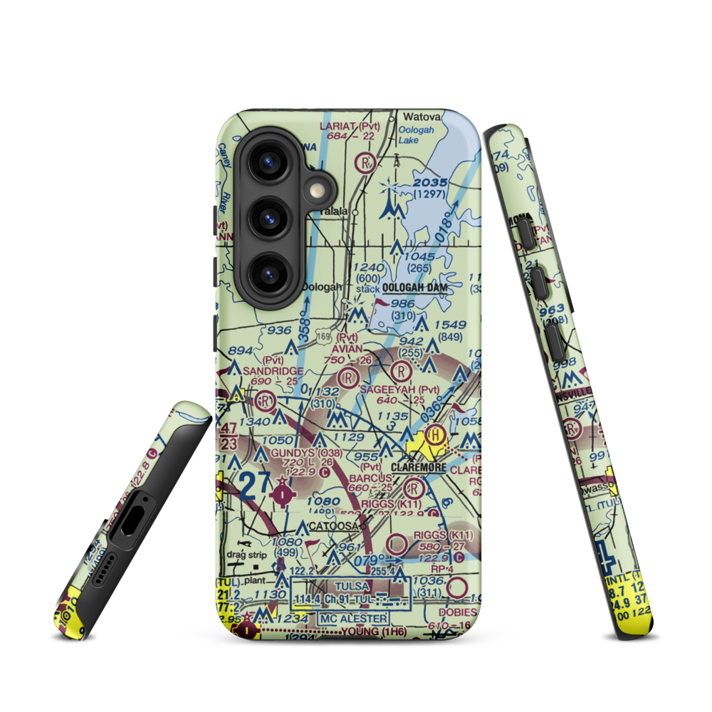 Avian Country Estates Airport (OK15) VFR Sectional Samsung Phone Case Samsung Galaxy S24 model shown