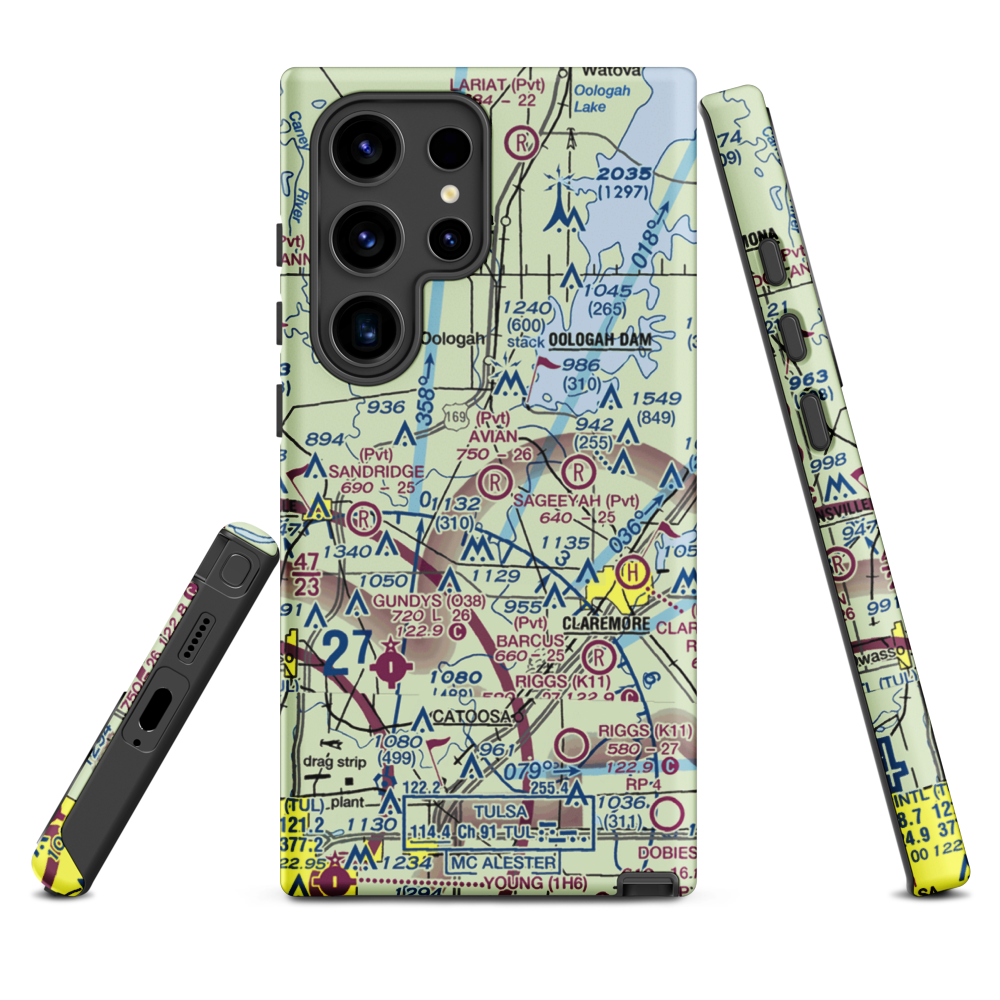 Avian Country Estates Airport (OK15) VFR Sectional Samsung Phone Case Samsung Galaxy S24 Ultra model shown