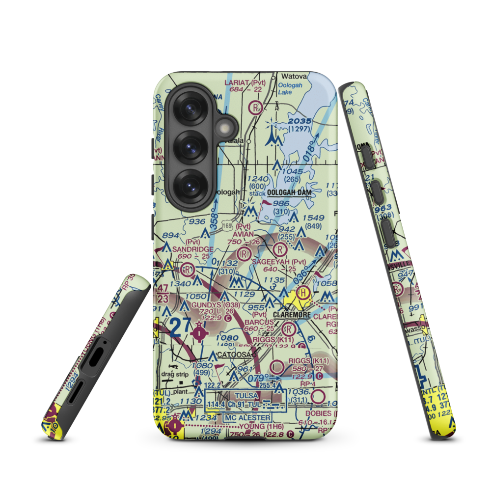 Avian Country Estates Airport (OK15) VFR Sectional Samsung Phone Case Samsung Galaxy S25 model shown