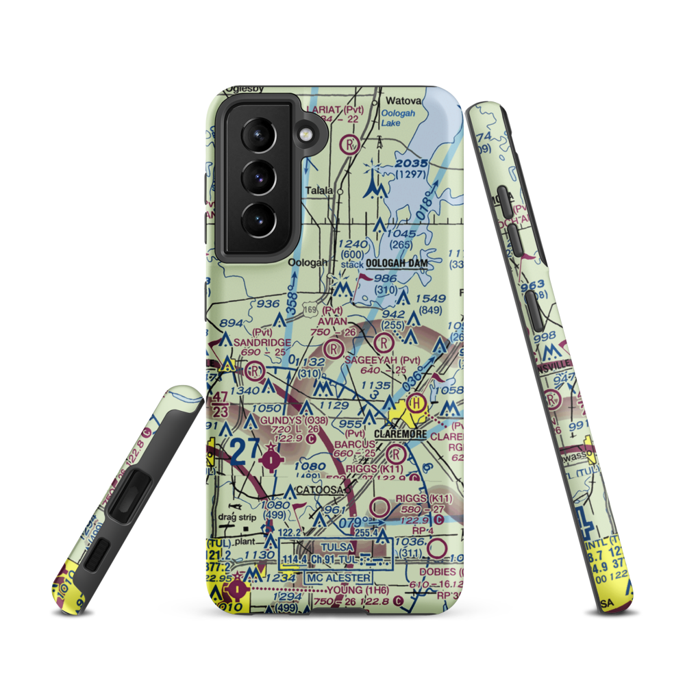 Avian Country Estates Airport (OK15) VFR Sectional Samsung Phone Case Samsung Galaxy S21 model shown