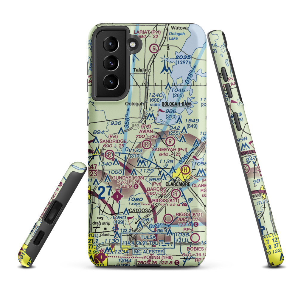 Avian Country Estates Airport (OK15) VFR Sectional Samsung Phone Case Samsung Galaxy S21 FE model shown
