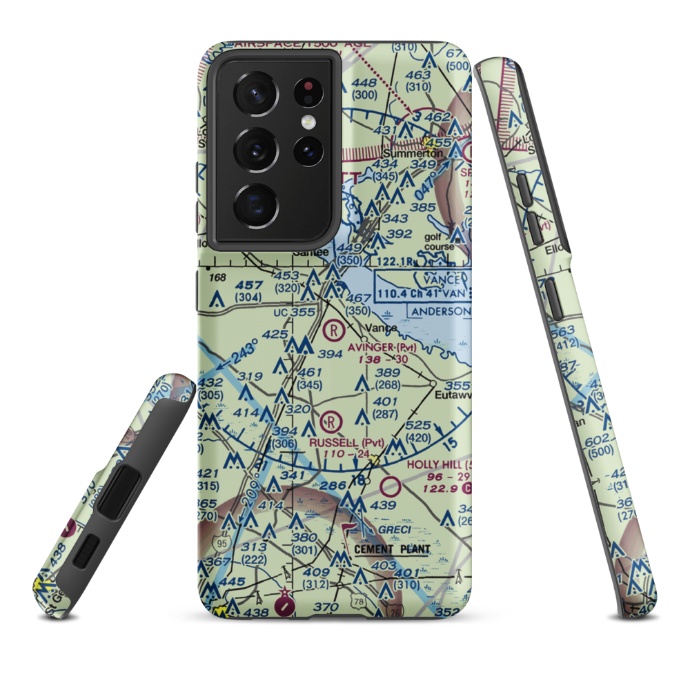 Avinger Field (SC87) VFR Sectional Samsung Phone Case Samsung Galaxy S21 Plus model shown