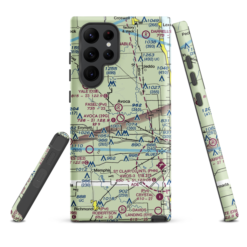 Avoca Airport (39G) VFR Sectional Samsung Phone Case Samsung Galaxy S22 Ultra model shown