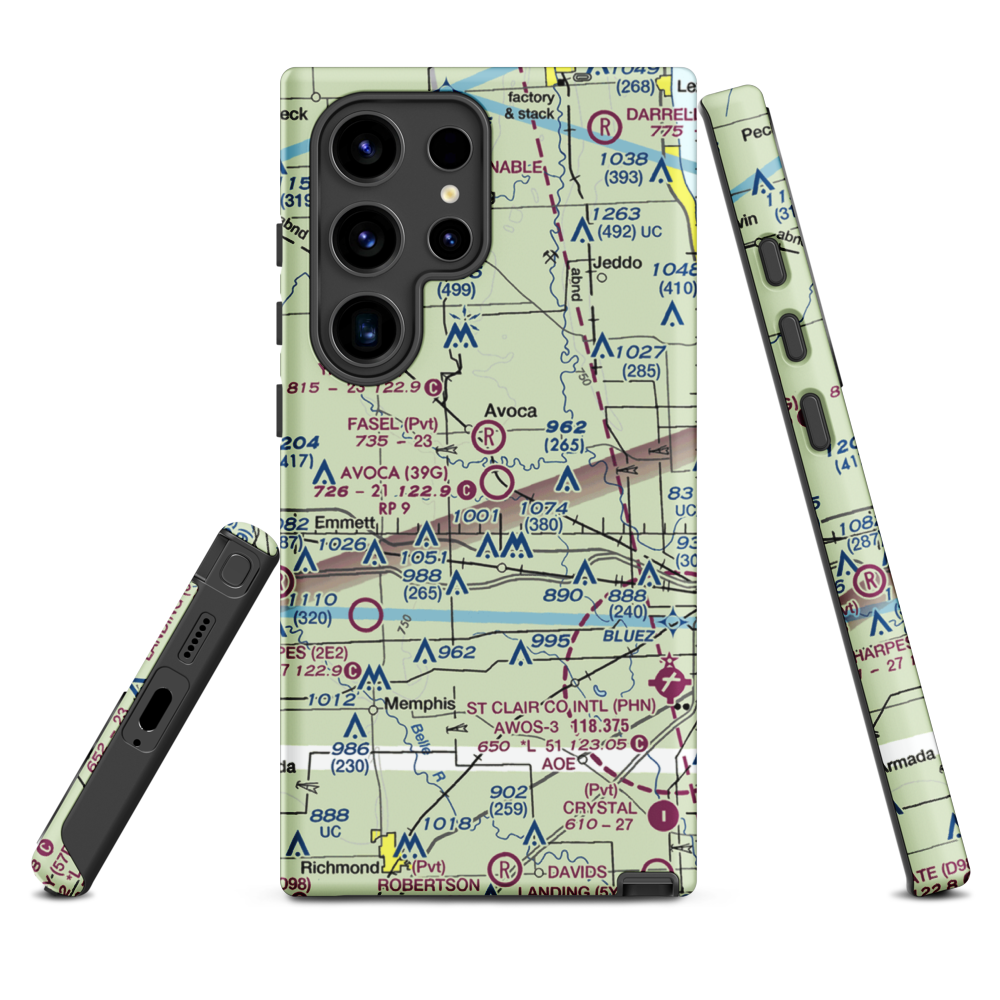 Avoca Airport (39G) VFR Sectional Samsung Phone Case Samsung Galaxy S24 Ultra model shown