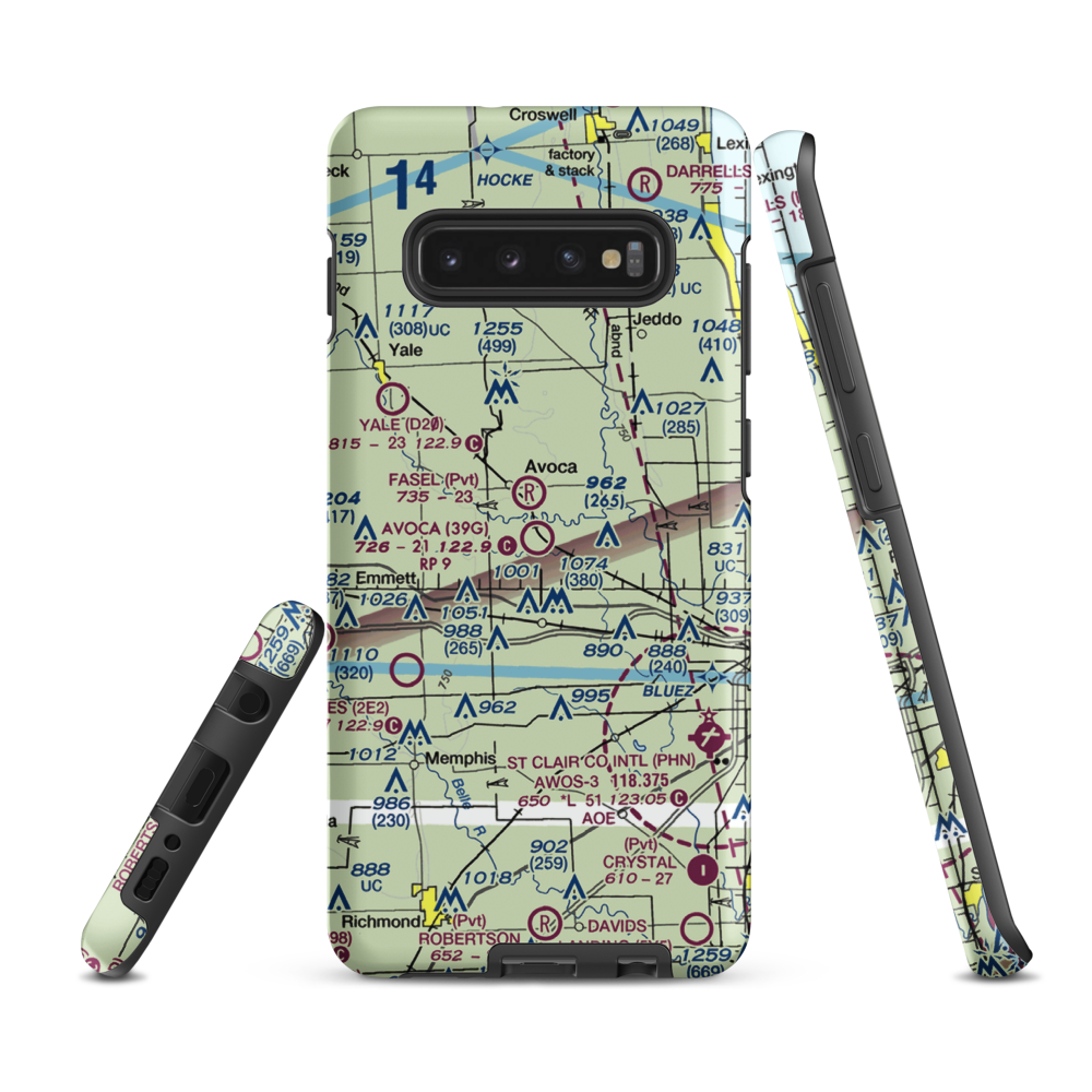 Avoca Airport (39G) VFR Sectional Samsung Phone Case Samsung Galaxy S10 Plus model shown