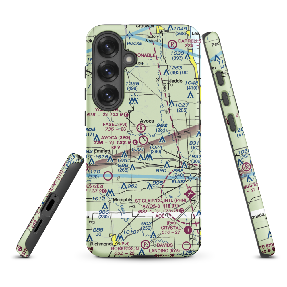 Avoca Airport (39G) VFR Sectional Samsung Phone Case Samsung Galaxy S25 Plus model shown
