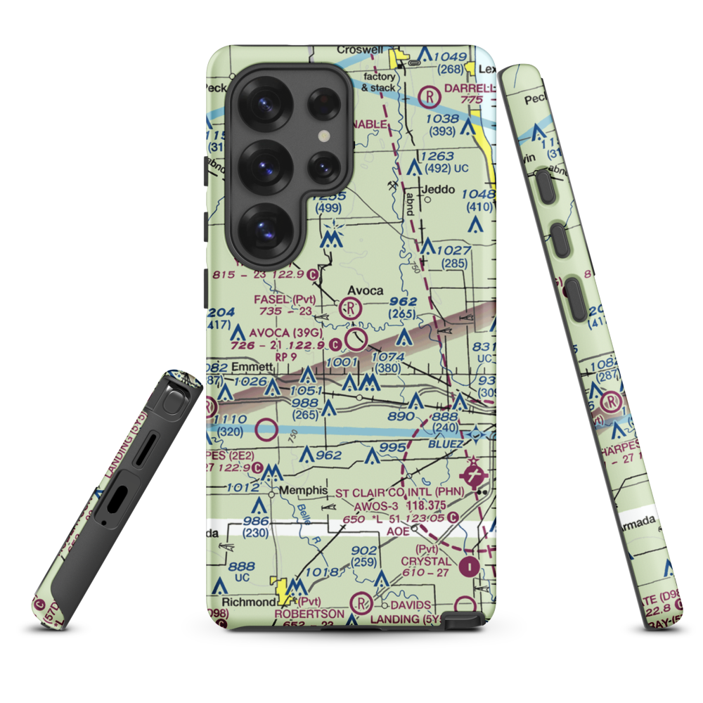 Avoca Airport (39G) VFR Sectional Samsung Phone Case Samsung Galaxy S25 Ultra model shown