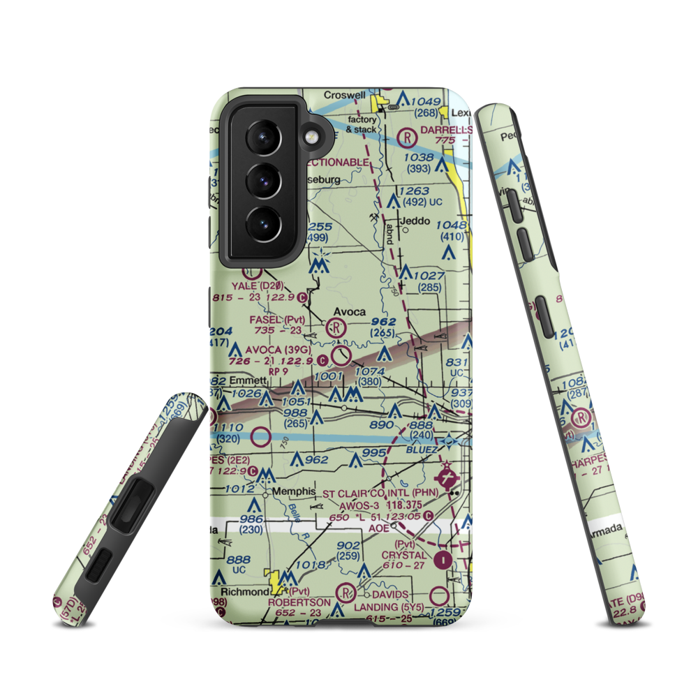 Avoca Airport (39G) VFR Sectional Samsung Phone Case Samsung Galaxy S21 model shown