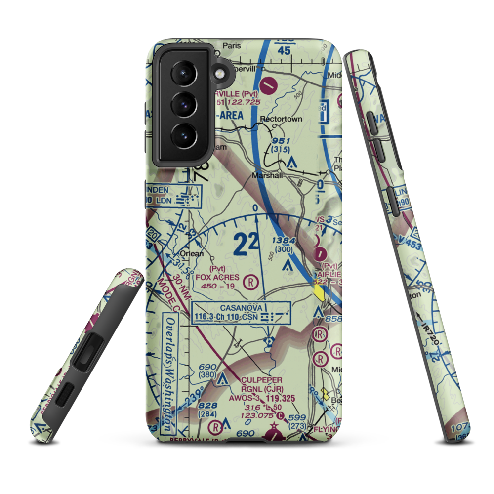 Ayres-Aicp Airport (3VA0) VFR Sectional Samsung Phone Case Samsung Galaxy S21 FE model shown