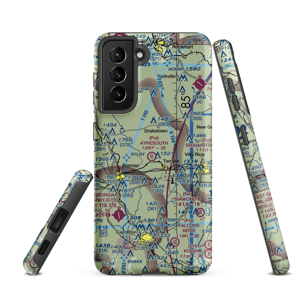 Ayresouth Airport (0GA3) VFR Sectional Samsung Phone Case Samsung Galaxy S21 FE model shown