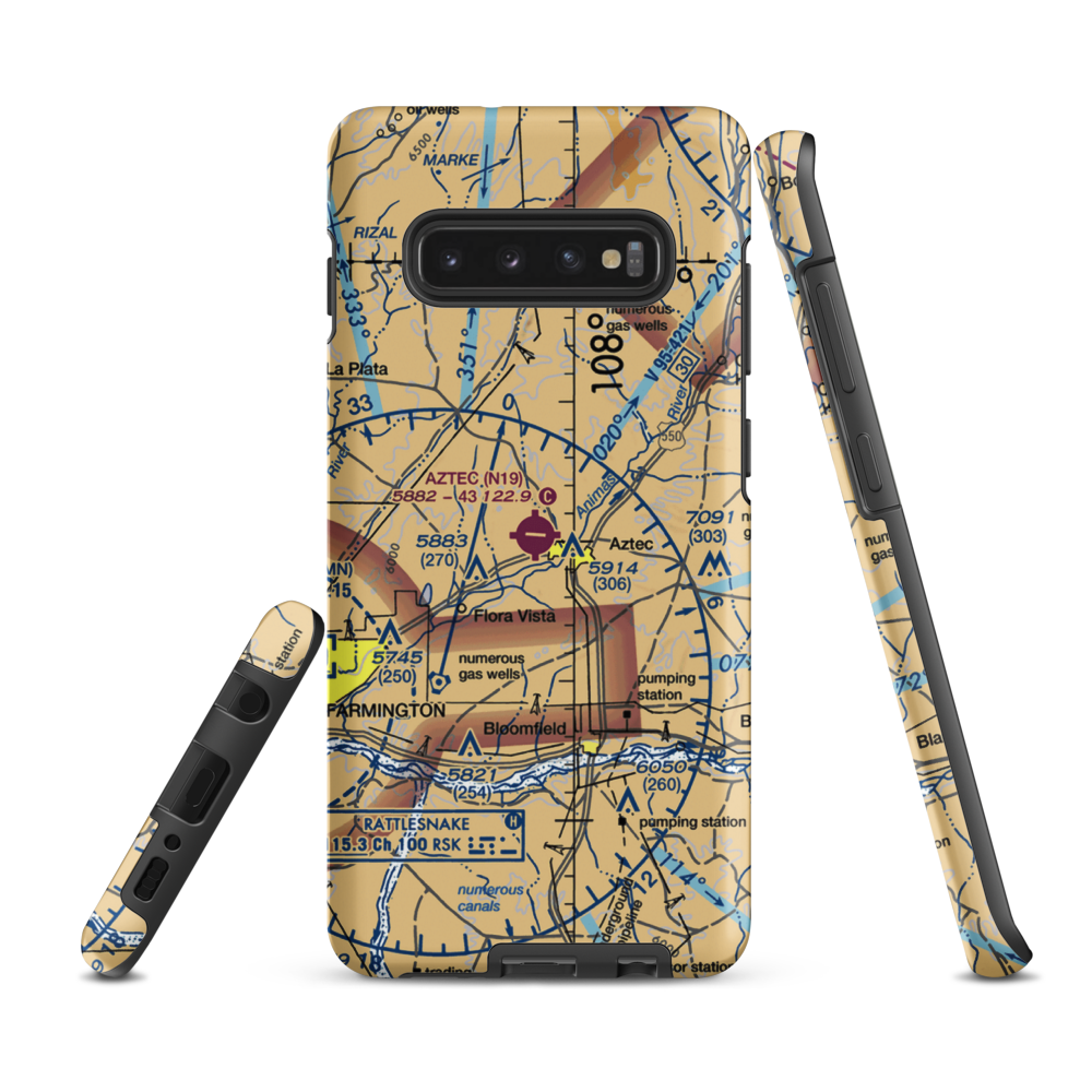 Aztec Municipal Airport (N19) VFR Sectional Samsung Phone Case Samsung Galaxy S10 Plus model shown