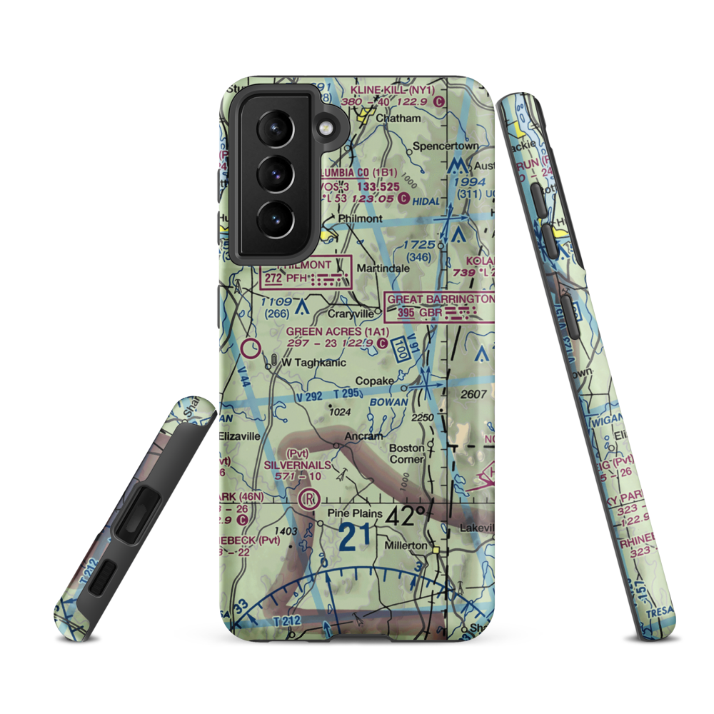 B Flat Farm Airport (3NK8) VFR Sectional Samsung Phone Case Samsung Galaxy S21 FE model shown