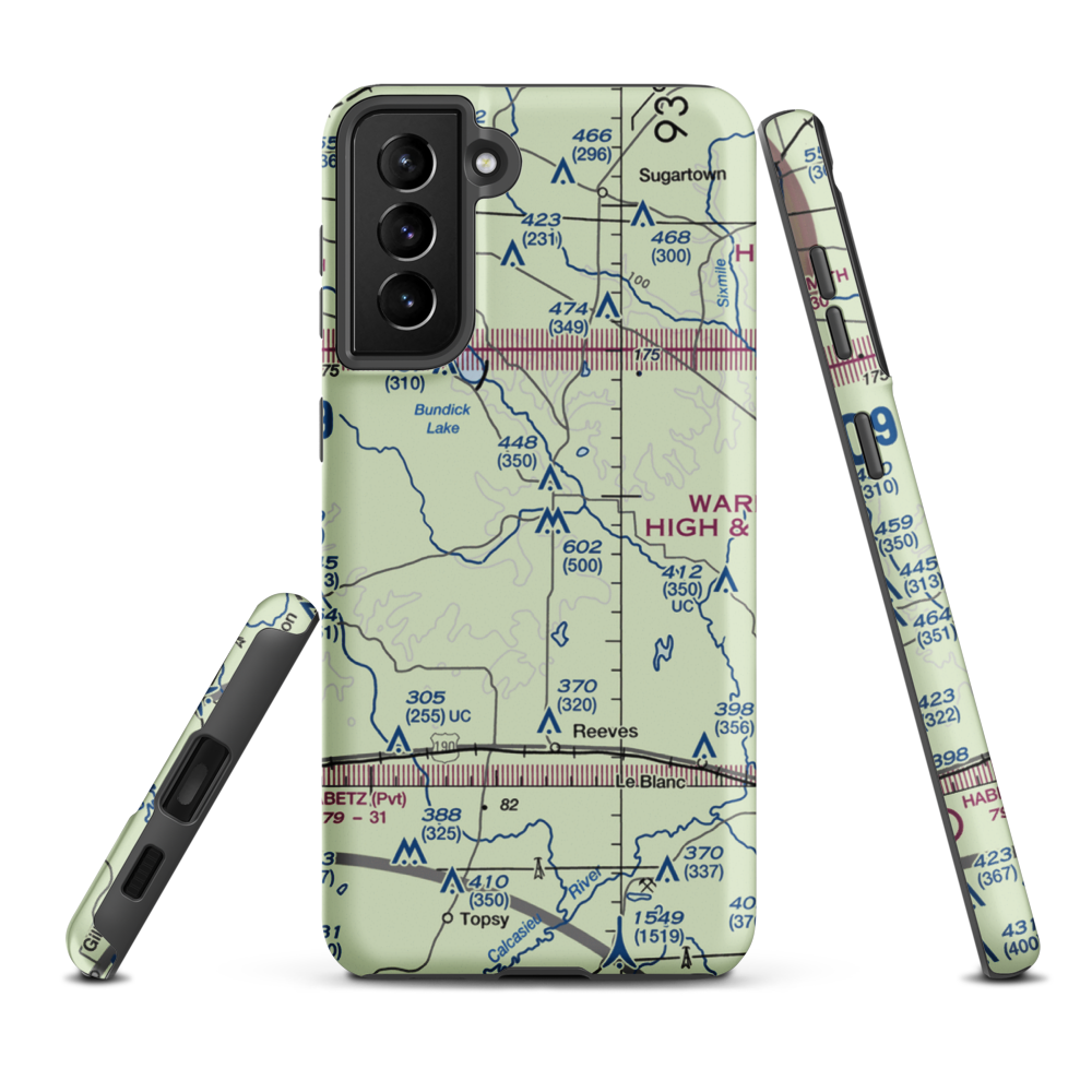 B T & K H Ranch Airport (44LA) VFR Sectional Samsung Phone Case Samsung Galaxy S21 Plus model shown