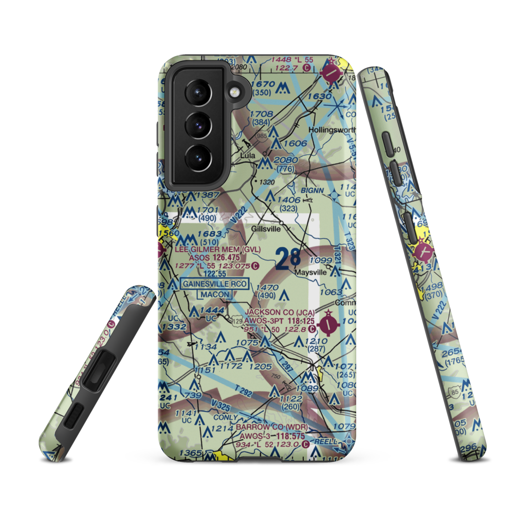 B Tree Farms Airport (97GA) VFR Sectional Samsung Phone Case Samsung Galaxy S21 FE model shown